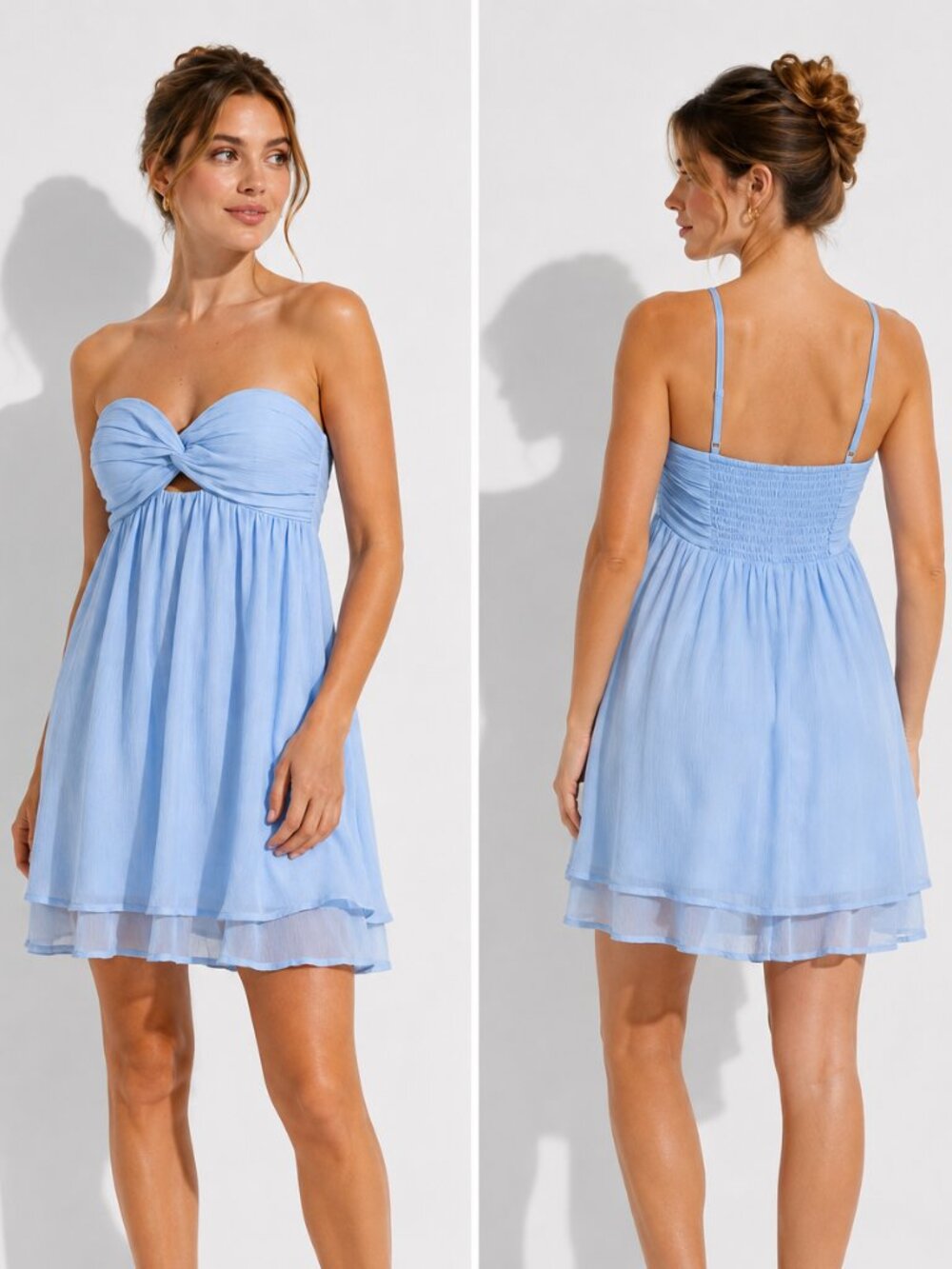Wild Fable Light Blue Strapless Babydoll Mini Dress With Straps XL NWT